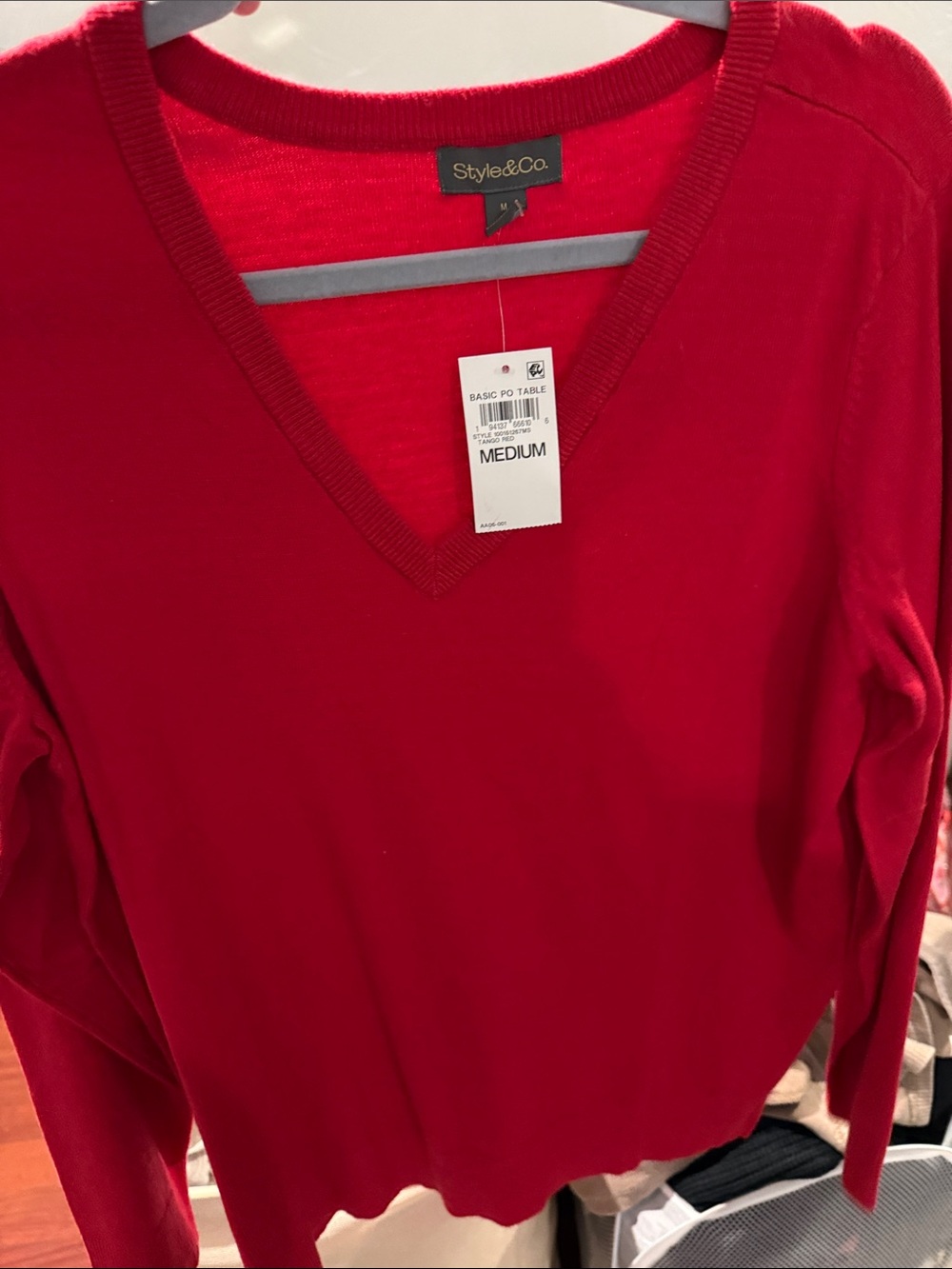 Style & Co. Bright Red V-Neck Sweater